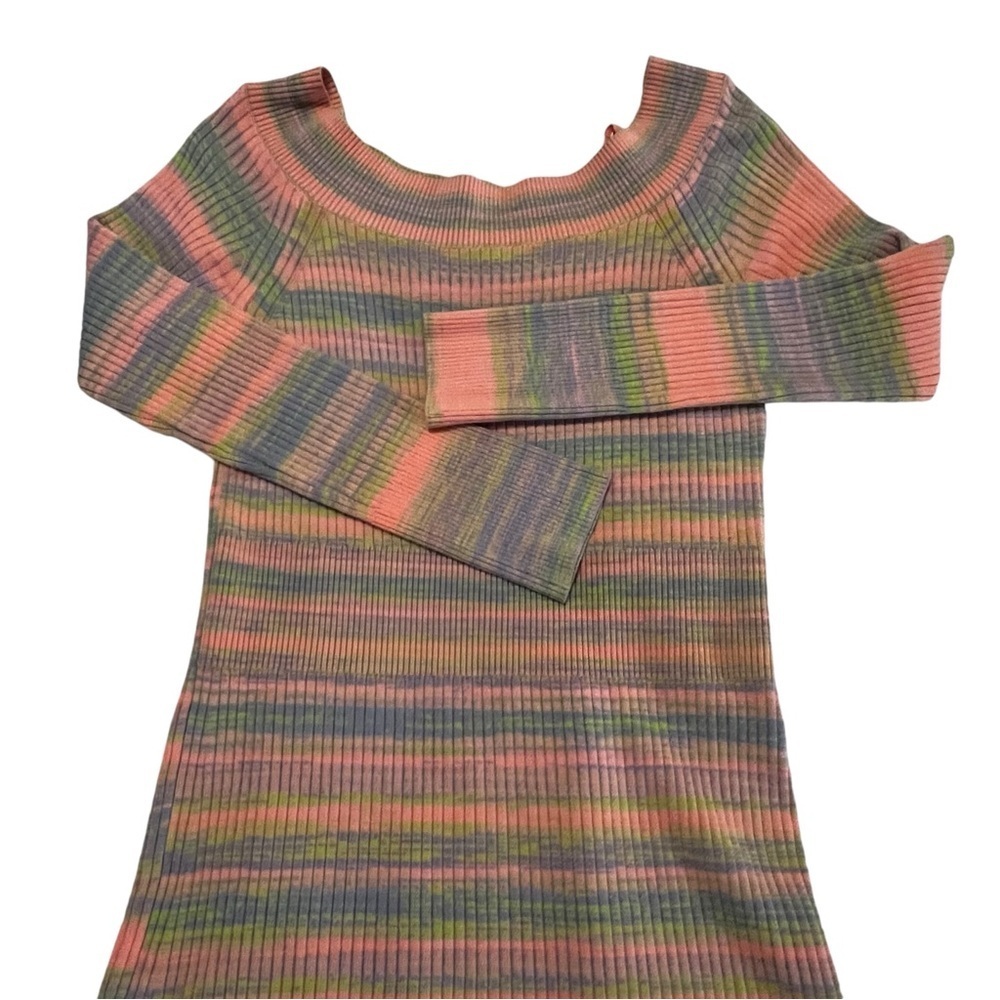 Anthropologie Daily Practice Striped Sweater Dress Maxi Colorful Boat Neck L - Picture 12 of 16